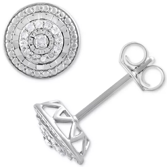 Nwt Silver 110 Ct Diamond Earrings